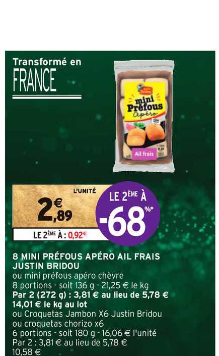 8 mini préfous apéro ail frais justin bridou