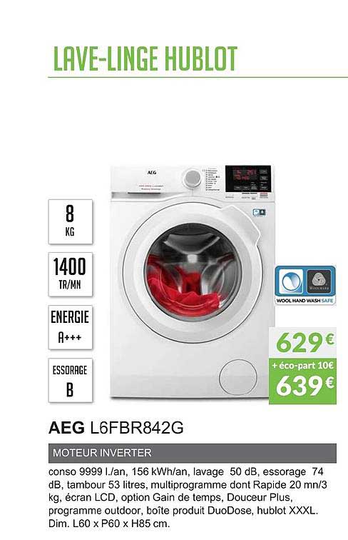 lave linge hublot aeg l6fbr842g moteur inverter