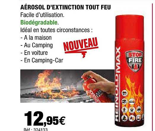 aérosol d'extinction tout feu stop fire