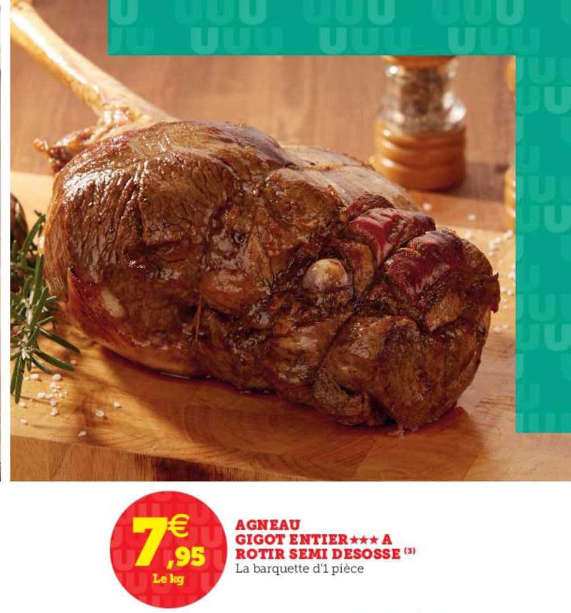 agneau gigot entier à rôtir semi désossé
