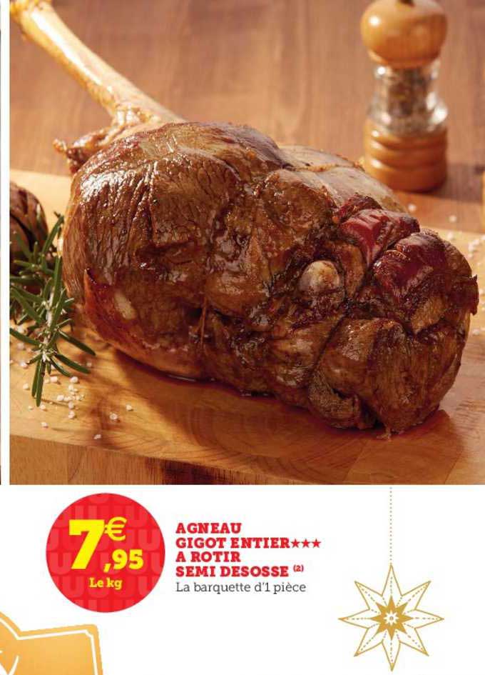 agneau gigot entier à rôtir semi désossé