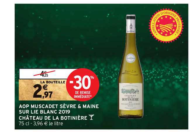 aop muscadet sèvre & maine sur lie blanc 2019 château de la botinière