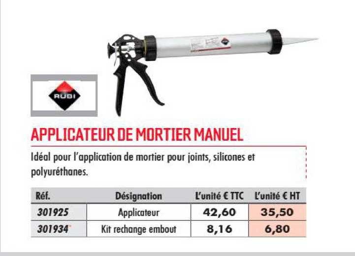 applicateur de mortier manuel rubi