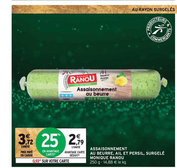 assaisonnement au beurre, ail et persil, surgelé monique ranou