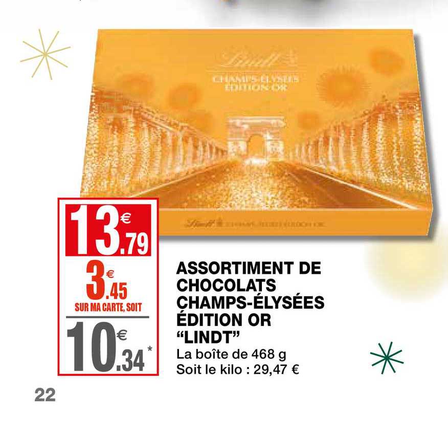 assortiment de chocolats champs élysées édition or lindt