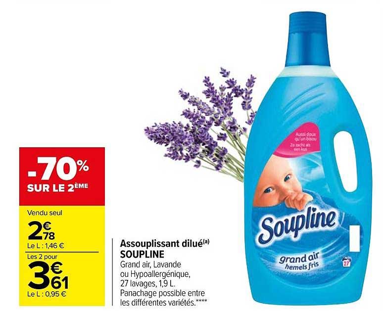 Assouplissant Dilué Soupline -70% Sur Le 2ème