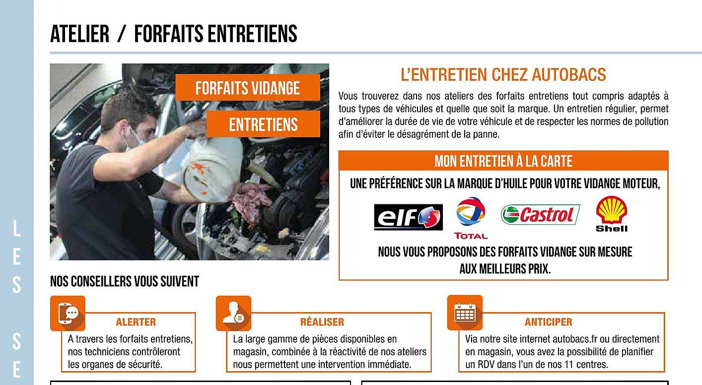 atelier - forfaits entretiens - forfait vidange