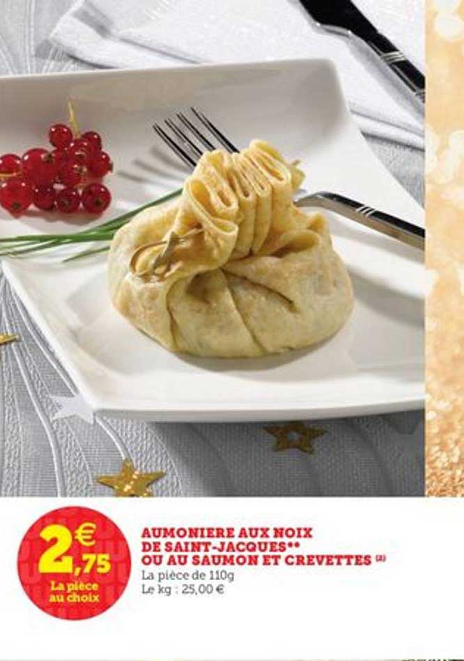 aumoniere aux noix de saint jacques ou au saumon et crevettes