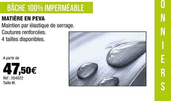 bâche 100% imperméable, matière en peva