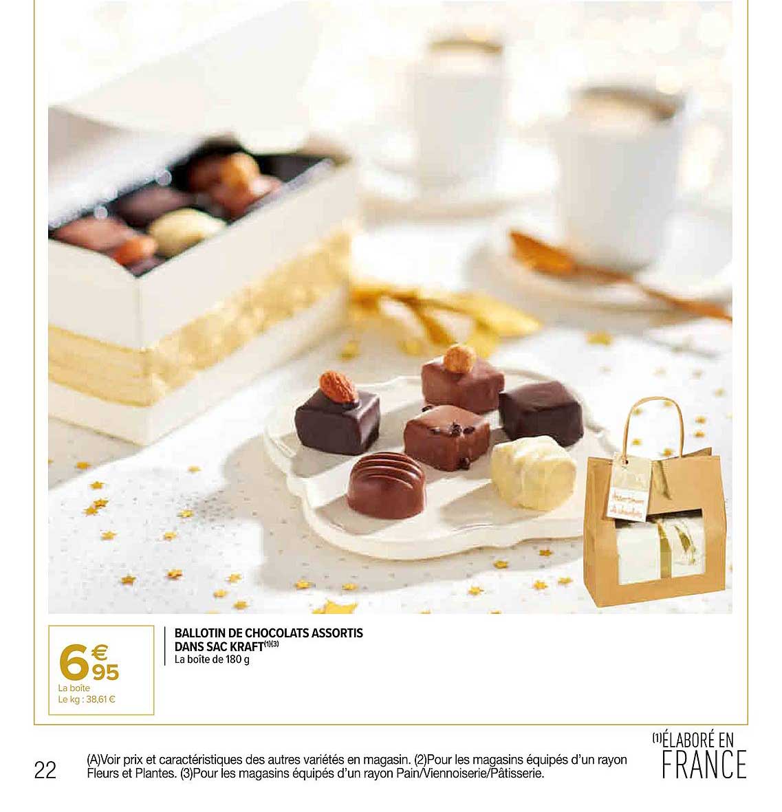 ballotin de chocolats assortis dans sac kraft