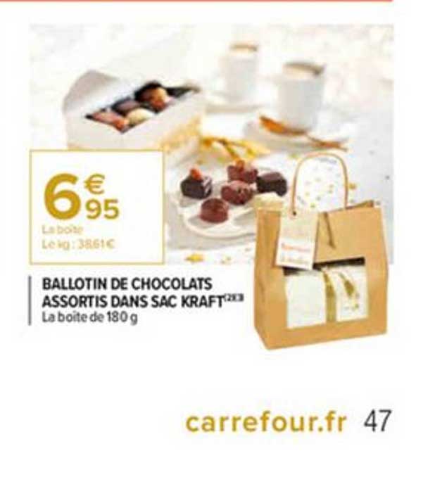 ballotin de chocolats assortis dans sac kraft
