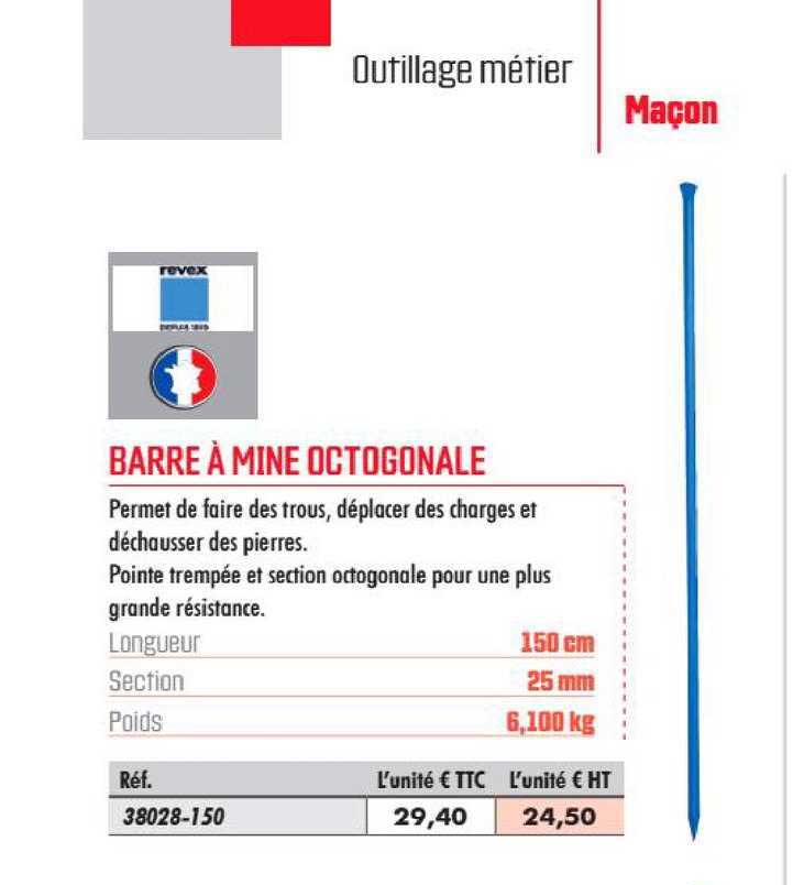 barre à mine octogonale