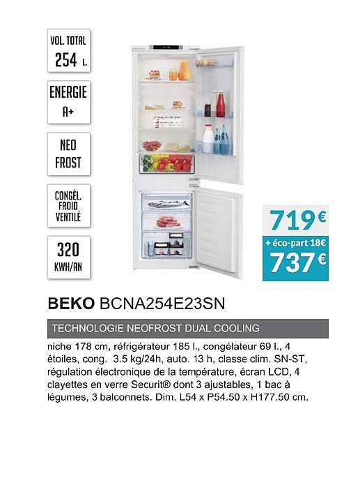 beko bcna254e23sn technologie neofrost dual cooling