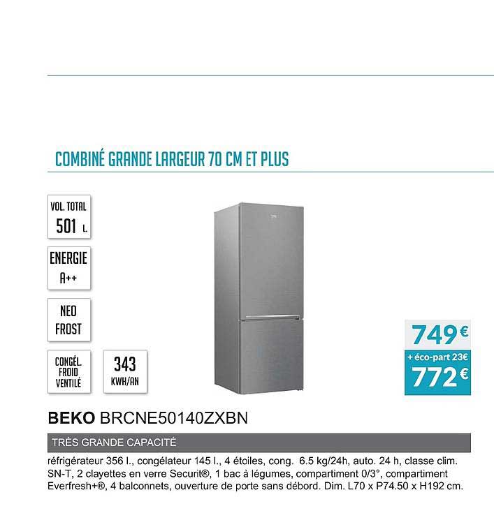 beko brcne50140zxbn très grande capacité