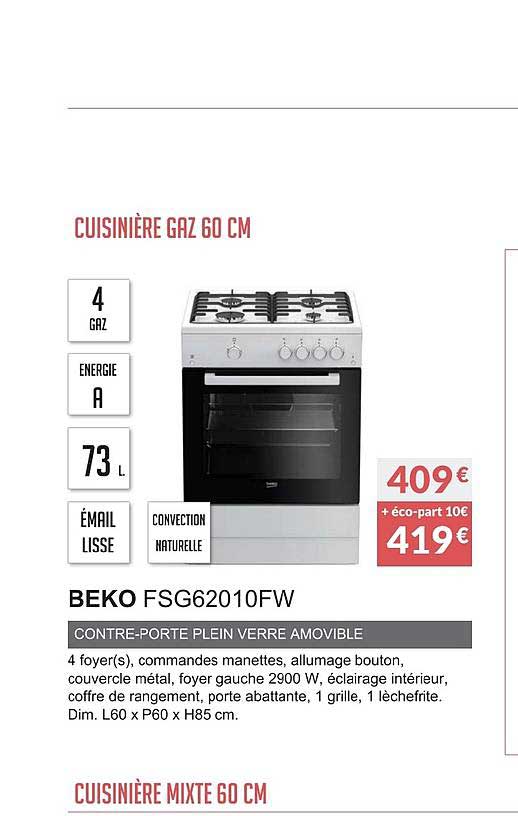 beko fsg62010fw contre porte plein verre amovible
