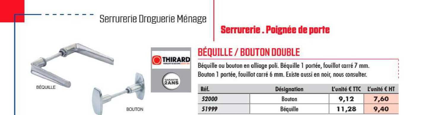 béquille bouton double thirard