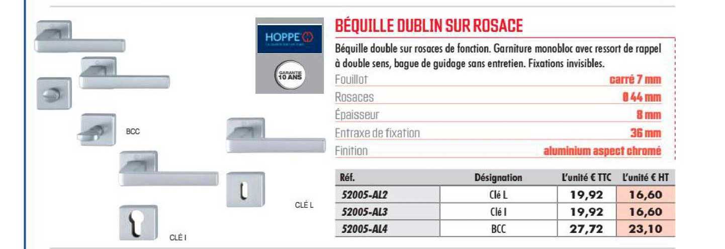 béquille dublin sur rosace hoppe