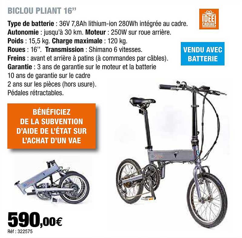 Biclou Pliant 16"
