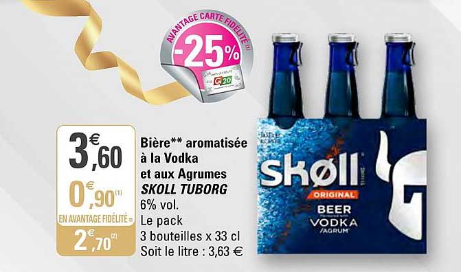 bière aromatisée à la vodka et aux agrumes skoll tuborg