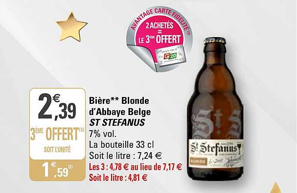 Bière Blonde D'abbaye Belge St Stefanus