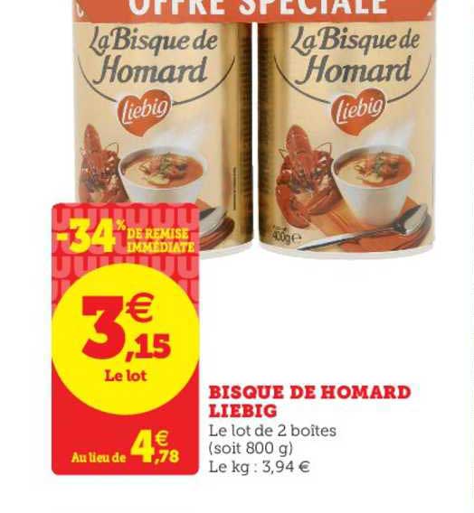 bisque de homard liebig -34% de remise immédiate