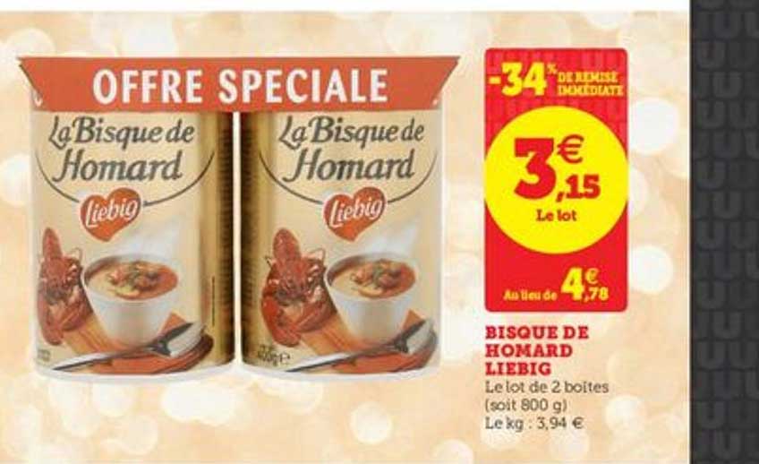 bisque de homard liebig -34% de remise immédiate
