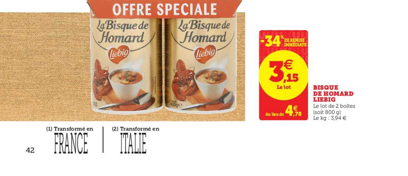 bisque de homard liebig -34% de remise immédiate