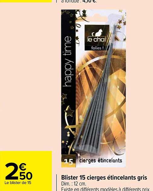blister 15 cierges étincelants gris