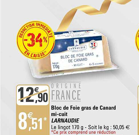 Bloc De Foie Gras De Canard Mi Cuit Larnaudie