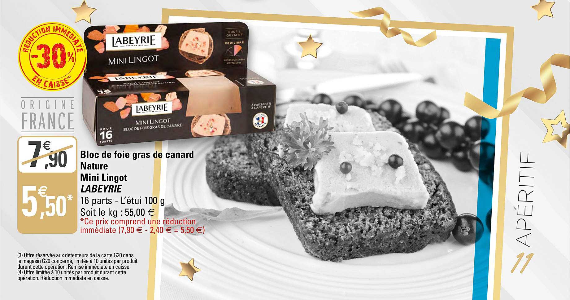 bloc de foie gras de canard nature mini lingot labeyrie