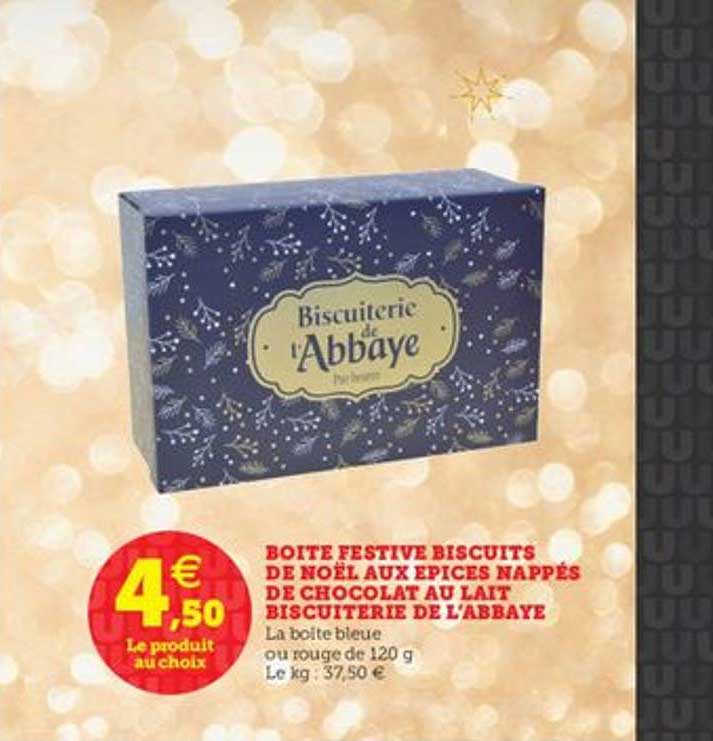 boîte festive biscuits de noël aux épices nappés de chocolat au lait biscuiterie de l'abbaye