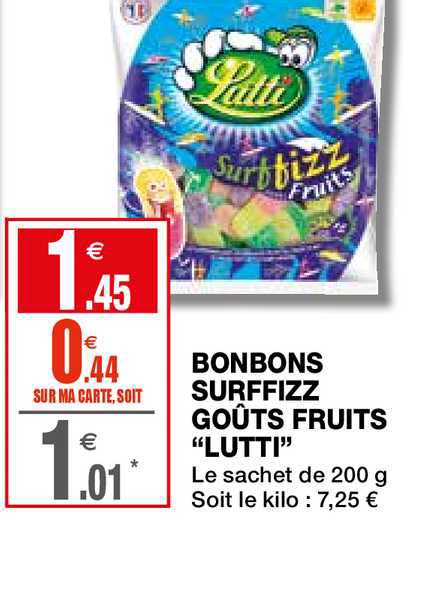 bonbons surffizz goût fruits lutti