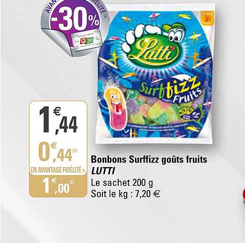 bonbons surfizz goûts fruits lutti