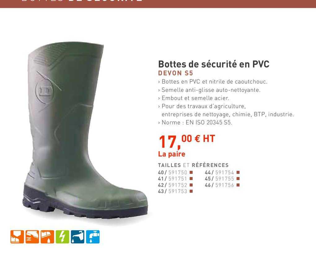 bottes de sécurité en pvc devon s5