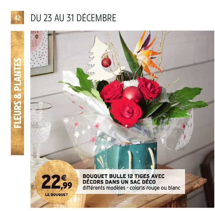 bouquet bulle 12 tiges avec décors dans un sac déco