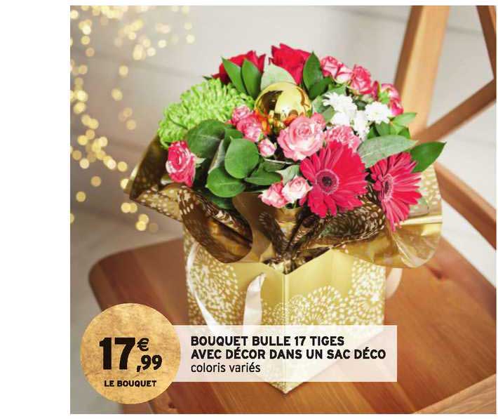 bouquet bulle 17 tiges avec décor dans un sac déco