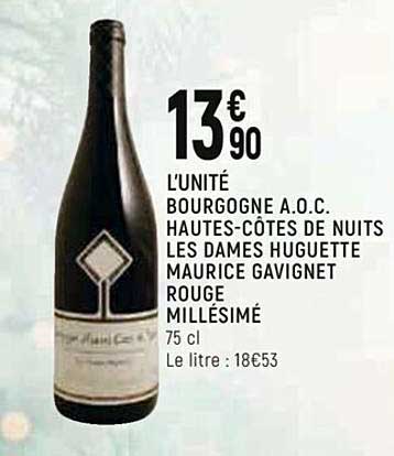 bourgogne a.o.c. hautes-côtes de nuits les dames huguette maurice gavignet rouge millésimé