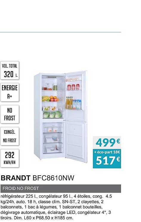 brandt bfc8610nw froid no frost