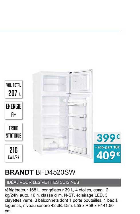 brandt bfd4520sw idéal pour les petites cuisines
