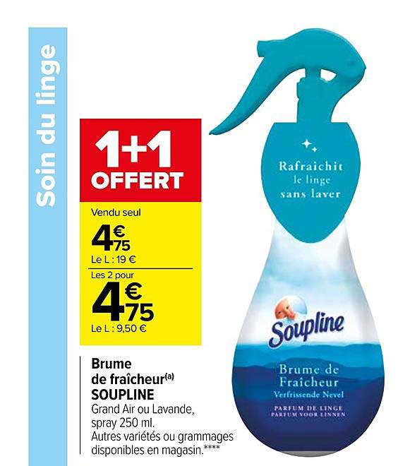 brume de fraîcheur soupline 1+1 offert