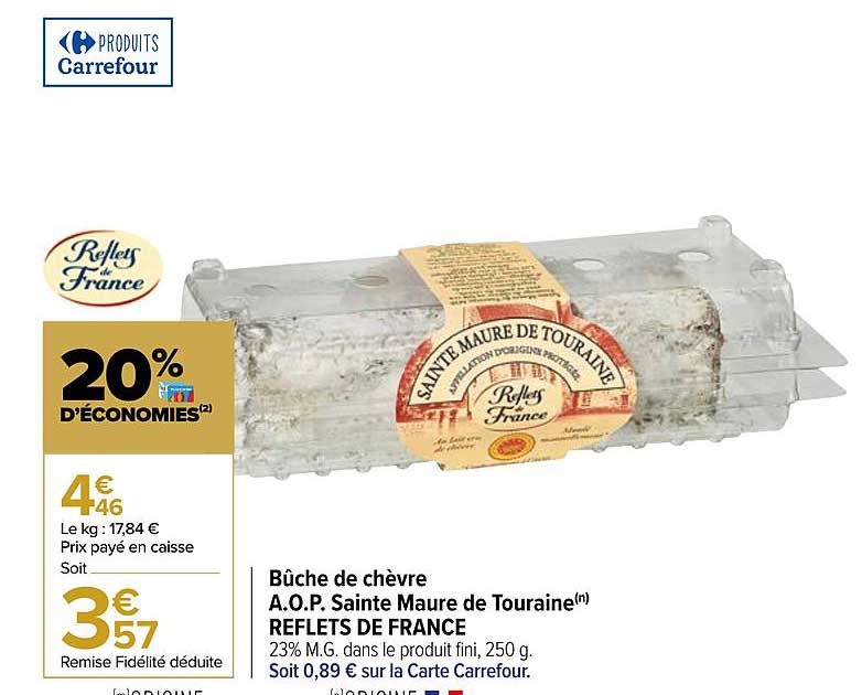 bûche de chèvre a.o.p. sainte maure de touraine reflets de france