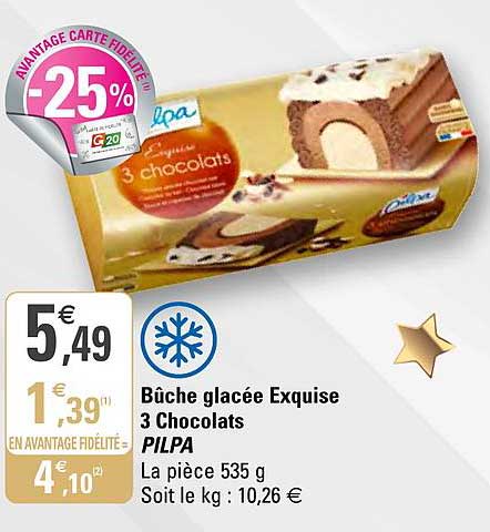 bûche glacée exquise 3 chocolats pilpa