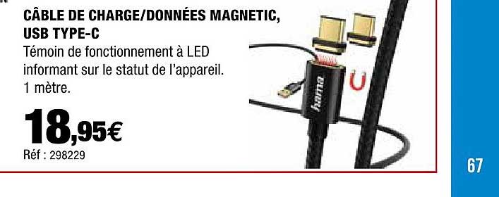 câble de charge - données magnetic, usb type-c hama