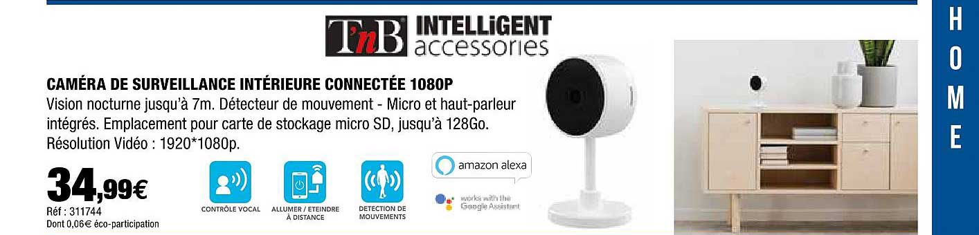caméra de surveillance intérieur connectée 1080p tnb intelligent accessories