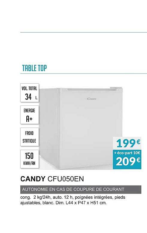 candy cfu050en autonomie en cas de coupure courant