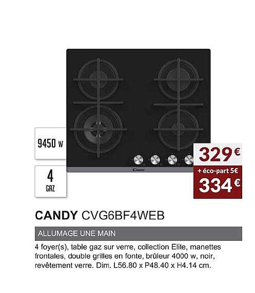 candy cvg6bf4web allumage une main