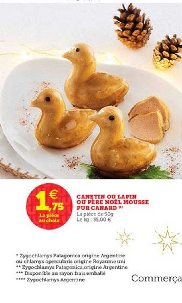 canetin ou lapin ou père noêl mousse pur canard