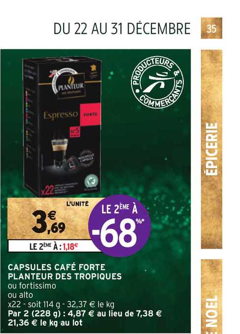 Capsules Café Forte Planteur Des Tropiques