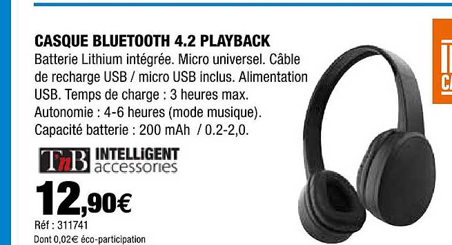 casque bluetooth 4.2 playback tnb intelligent accessories