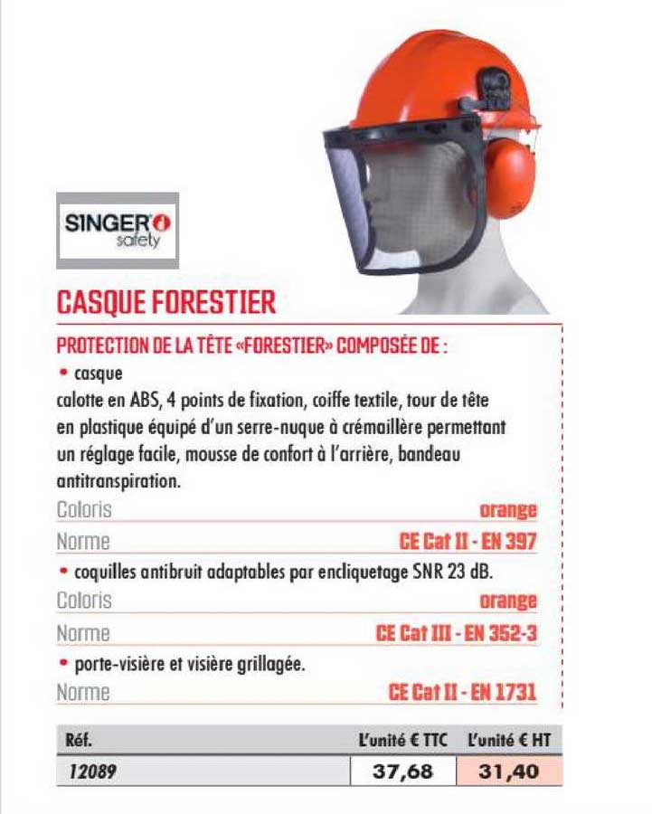 casque forestier singer safety